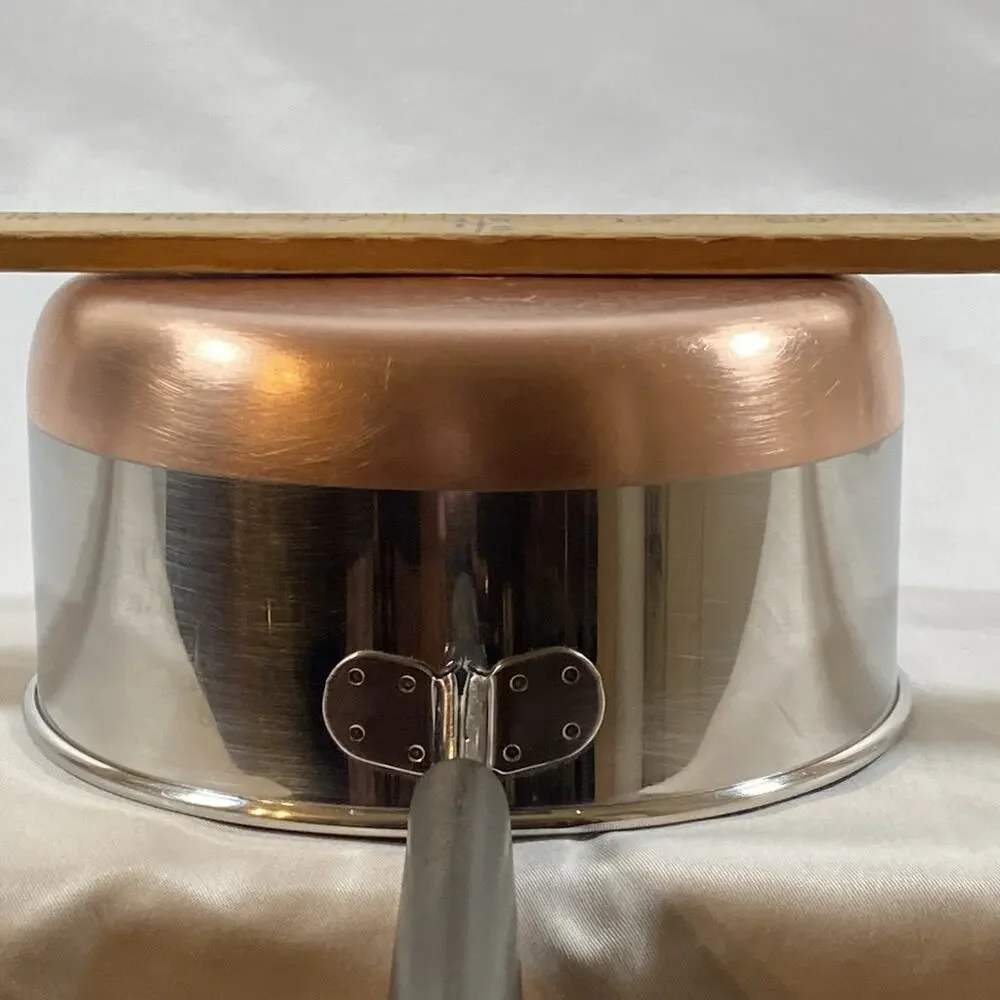 Revere Ware 1 Qt Quart Copper Bottom Sauce Pan, Lid Clinton 90 j Stainless Steel